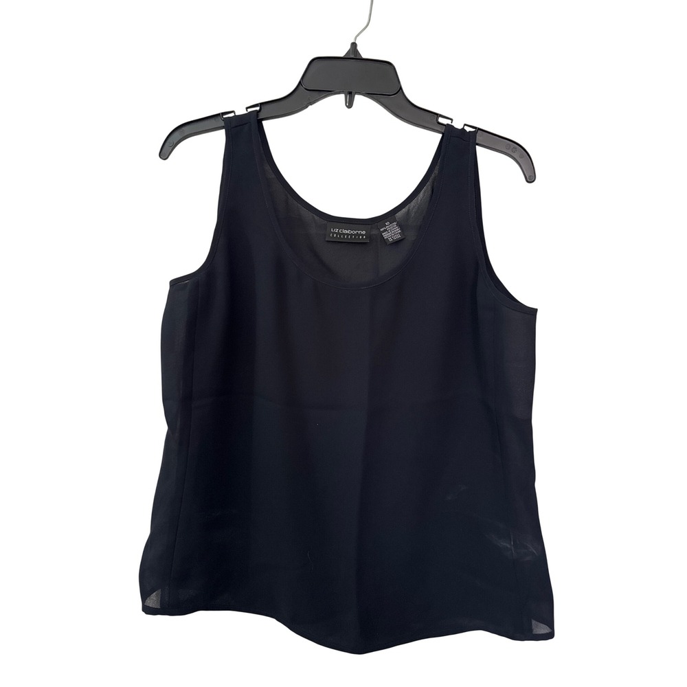 Liz Claiborne Collection Black Sleeveless Scoop Neck Sheer Tank Top 20920143 K16